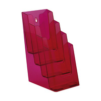 4-Section Leaflet Holder ⅓ A4 / Brochure Holder / Tabletop Leaflet Stand / Leaflet Display | neon red