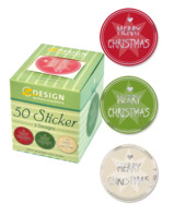 Sticker auf Rolle, Papier, Merry Christmas, bunt, Ø 38 mm, 50 Aufkleber