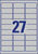 Typenschild-Etiketten, A4, 63,5 x 29,6 mm, 8 Blatt/216 Etiketten, silber