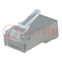 Plug; RJ45; PIN: 8; shielded; Layout: 8p8c; for cable; IDC,crimped