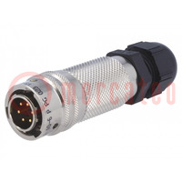 Connector: circular; plug; for cable; PIN: 6; male; soldering; 600V
