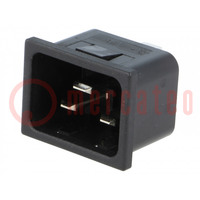 Connector: AC supply; socket; male; 16A; 250VAC; IEC 60320; C20 (I)