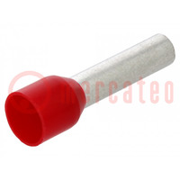 Tip: bootlace ferrule; insulated; copper; 10mm2; 18mm; tinned; red
