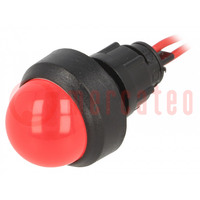 Kontrollleuchte: LED; konvex; rot; 230VDC; 230VAC; Ø13mm; IP40