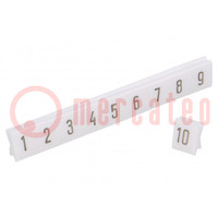 Marker; white; Width: 4.5mm; PCV; Marking: 1-10; -30÷100°C; push-in