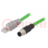 Adapter; M12 male,RJ45 plug; D code-Ethernet; PIN: 4; straight; 2m