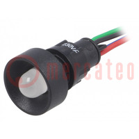 Lámpara indicadora: LED; cóncava; rojo/verde/azul; 230VAC; Ø13mm