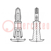 Assembly stud; polyamide 66; L: 9.5mm; latch/latch; natural