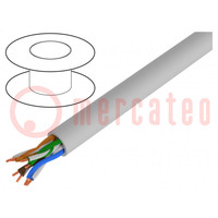 Wire; U/UTP; 4x2x24AWG; 5e; solid; Cu; LSZH; grey; 500m; Øcable: 4.7mm