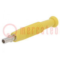 Spina; banana 2mm; 6A; 60VDC; giallo; nichelato; Lung.tot: 37mm