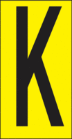 Buchstaben - K, Gelb, 38 x 22 mm, Baumwoll-Vinylgewebe, Selbstklebend, B-499