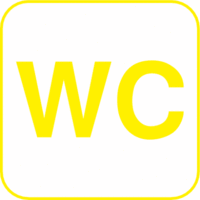 Piktogramm - WC, Gelb, 10 x 10 cm, Kunststofffolie, Selbstklebend, Transparent