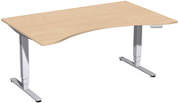 Elektrisch höhenverstellbarer Tower Premium Ergonomie-Tisch in Buche, HxBxT 620 - 1280 x 1600 x 800 mm | GF0573