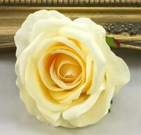 Artificial Silk Single Rose Flower Wall Heads x 100pcs - 7cm, Champagne