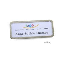 Namensschild office, Spezial-Kraftmagnet, Selbstbeschriftung, 1VE=10 Stück, 8,10 x 4,30 cm Version: 66 - Farbe: edelstahl
