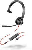 POLY Jednouszny zestaw słuchawkowy Blackwire 3315 USB-C + wtyczka 3,5 mm + przejściówka USB-C/A