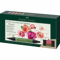 Faber-Castell Pitt Artist Pen Dual Marker markeerstift 5 stuk(s) Borstelpunt/fijne punt Bruin, Groen, Magenta, Oranje, Roze