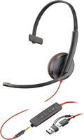POLY Jednouszny zestaw słuchawkowy Blackwire 3215 USB-C + wtyczka 3,5 mm + przejściówka USB-C/A