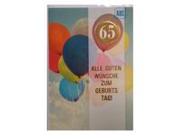 Geburtstagskarte ABC 65 Zahlengeburtstag Luftballons 11,5x17cm