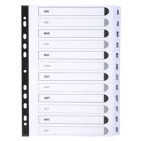 Exacompta Index Jan-Dec A4 160gsm Card White with White Mylar Tabs