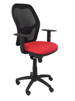 Silla Operativa de oficina Jorquera malla negra asiento bali rojo