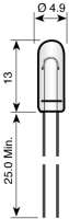 T1 1/2 4,5V 60mA 4.9x13mm Clear