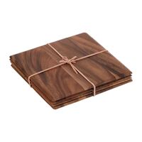 T&G Woodware Table Mat in Brown Acacia Wood with Leather Ties - Pack of 4