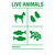 Transportaufkleber 100 x 150 mm, enthält lebende Tiere, Live Animals (Lebende Tiere), Polyethylen, permanent, 500 Transportetiketten