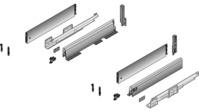 HETTICH ArciTech Frontschubkasten Komplett-Set TopSide 94/186 NL 550mm, silber, mit Vollauszug Silent System 40kg, KS 19mm