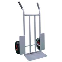 Steel sack trucks with fixed toe plate - wide back frame, puncture-proof tyres