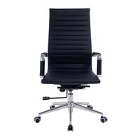 Heavy duty bonded leather chair with high back, black