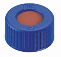 Schraubkappe N 9 PP blau mit Bohrung Septe: Red Rubber/FEP farblosStk.