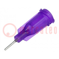 Needle: steel; 0.25"; Size: 21; straight; 0.51mm; Body: purple