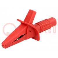 Crocodile clip; 10A; red; max.25mm; Connection: 4mm socket