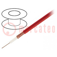 Wire: coaxial; RG59-flex; stranded; OFC; 0.22mm2; PVC; red; 2kVAC