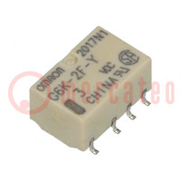 Relay: electromagnetic; DPDT; Ucoil: 3VDC; Icontacts max: 1A; SMD