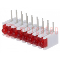 LED; in housing; red; No.of diodes: 8; 20mA; Lens: red,diffused; 38°