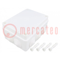 Enclosure: junction box; X: 110mm; Y: 150mm; Z: 70mm; IP65; white