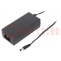 Power supply: switched-mode; 24VDC; 2.7A; Out: 5,5/2,1; 65W; 0÷40°C