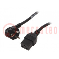Kabel; 3x1,5mm2; CEE 7/7 (E/F) wtyk kątowy,IEC C19 żeński; PVC