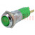Indicator: LED; recessed; green; 12÷14VDC; 12÷14VAC; Ø14.2mm; IP67