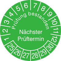Prüfplakette, Nächster Prüftermin, grün / weiß, 500 Stück / Rolle, 3,0 cm Version: 25-30 - Prüfplakette 2025-2030
