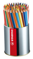 Dreikant-Buntstift STABILO® Trio®, dick Display. Werkstoff: Metall, sortiert in 18 Farben. 100 mm x 100 mm