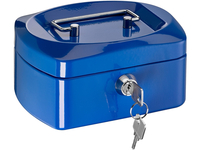 Geldkassette, Stahlblech, mit Schloss, 155x120x80 mm, blau