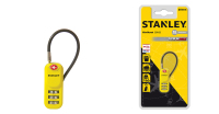Stanley 3 Digit yellow 20mm Zinc vinyl steel cable Bagagecombinatieslot Zink Geel