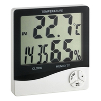 TFA-Dostmann WS 5031 - Thermo-Hygrometer mit Uhrzeitanzeige Binnen Elektronische hygrometer Zwart, Wit