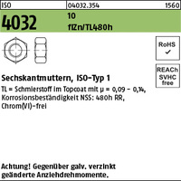 ISO 4032 10 M 10 flZn/nc/TL/x/480h/C flZn VE=S