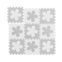 Relaxdays Puzzlematte Blumen-Muster, 9 Teile, EVA-Schaumstoff, schadstofffrei, Spielunterlage 91,5 x 91,5 cm, weiß-grau