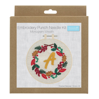 Punch Needle Kit: Floss and Hoop: Christmas: Monogram Wreath