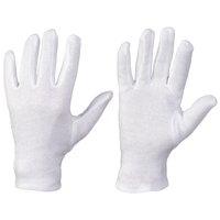 ANSHAN, Baumwoll-Trikot-Handschuhe, atmungsaktiv, Gr. 07 mit Schichteln, weiß,